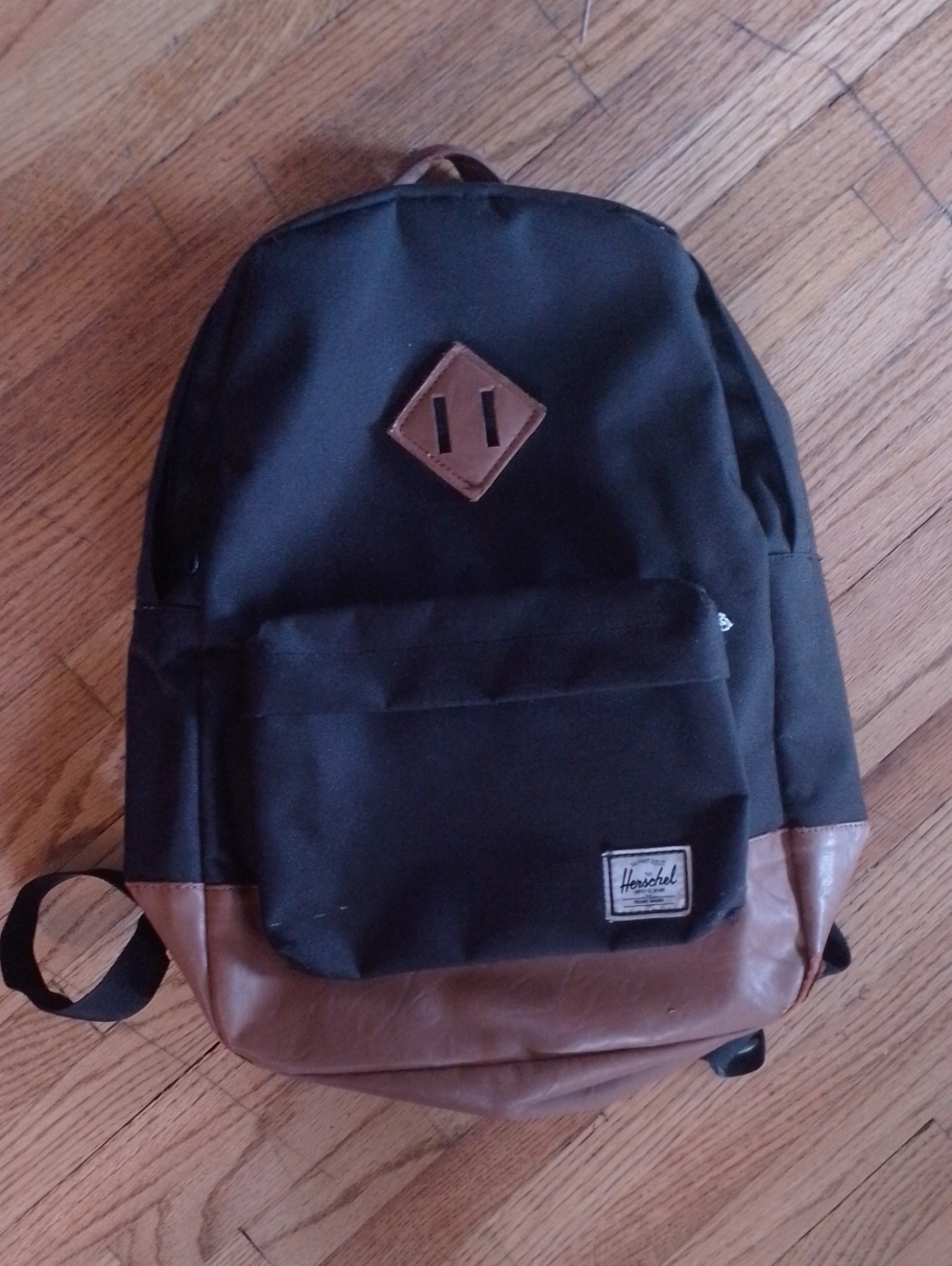 Herschel Supply Company Black Backpack with Brown Pleather Trim